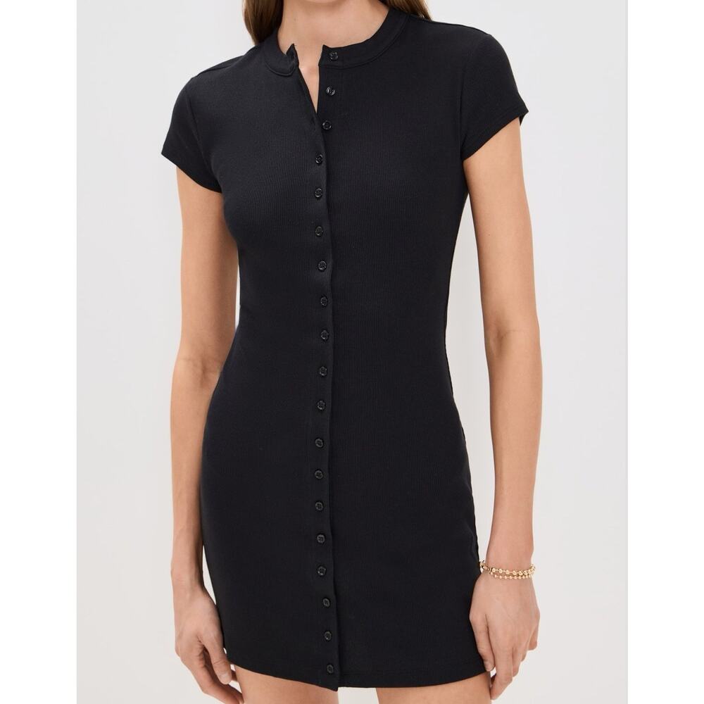 Reformation Raelynn Knit Dress Black Midi Women’s Size M NWT Casual Elegant